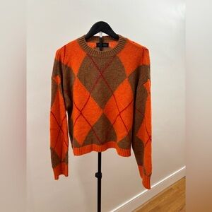 253. Piombo Orange and Brown Argyle Sweater